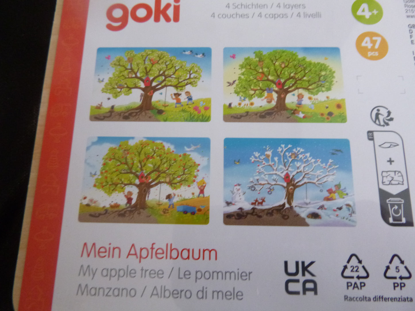 Schichtenpuzzle in 4 Ebenen mit 44 - 54 Teilen aus Holz