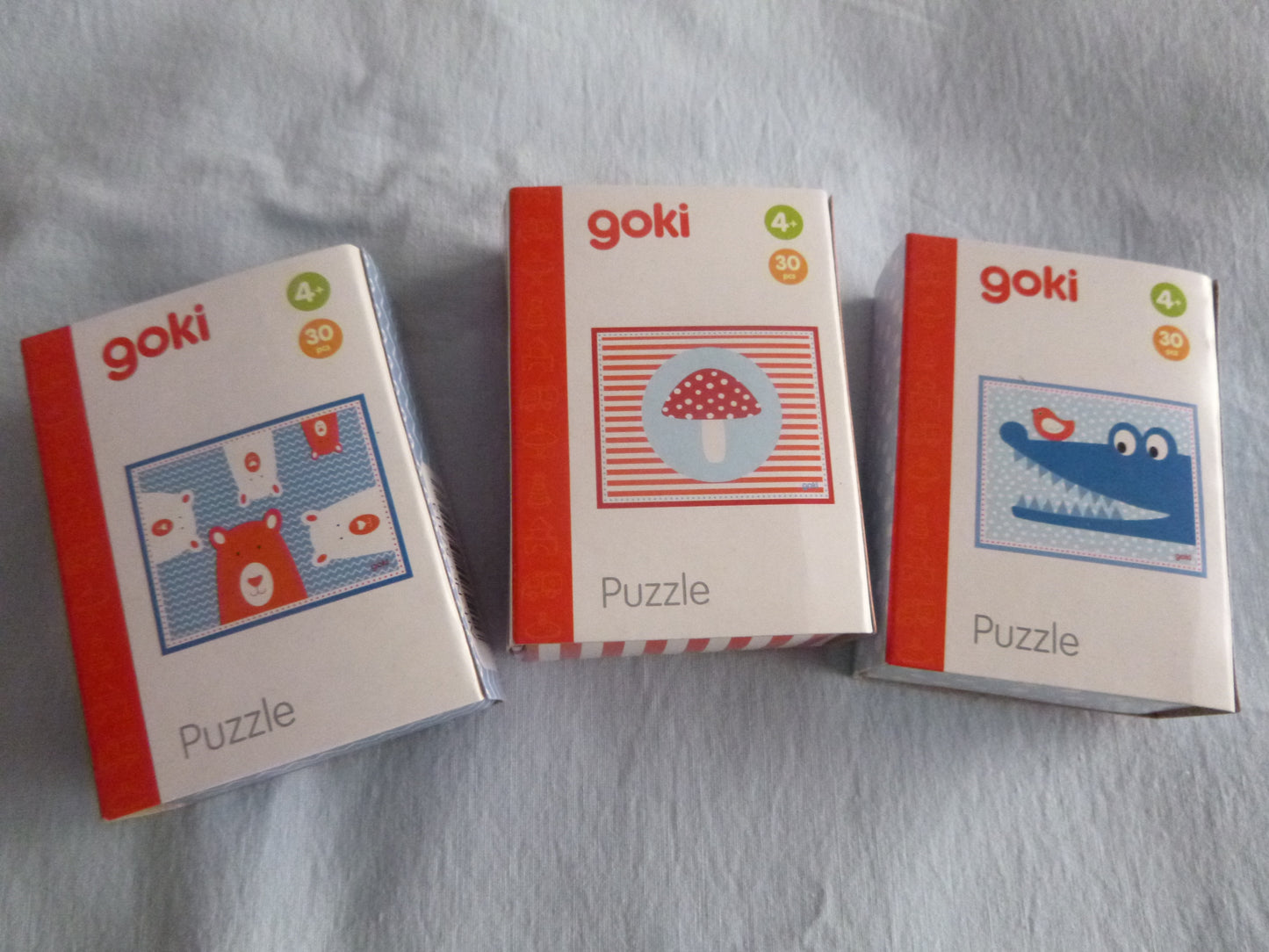 Mini-Puzzle, Wal, Krokodil,Pilz,Vogel, Fuchs und Bär, 30 Teile, Pappe