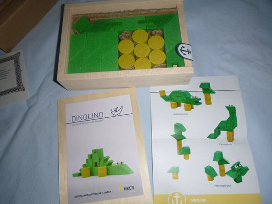 Anker Baukasten Dinolino-der kleine Dino im Holzkasten
