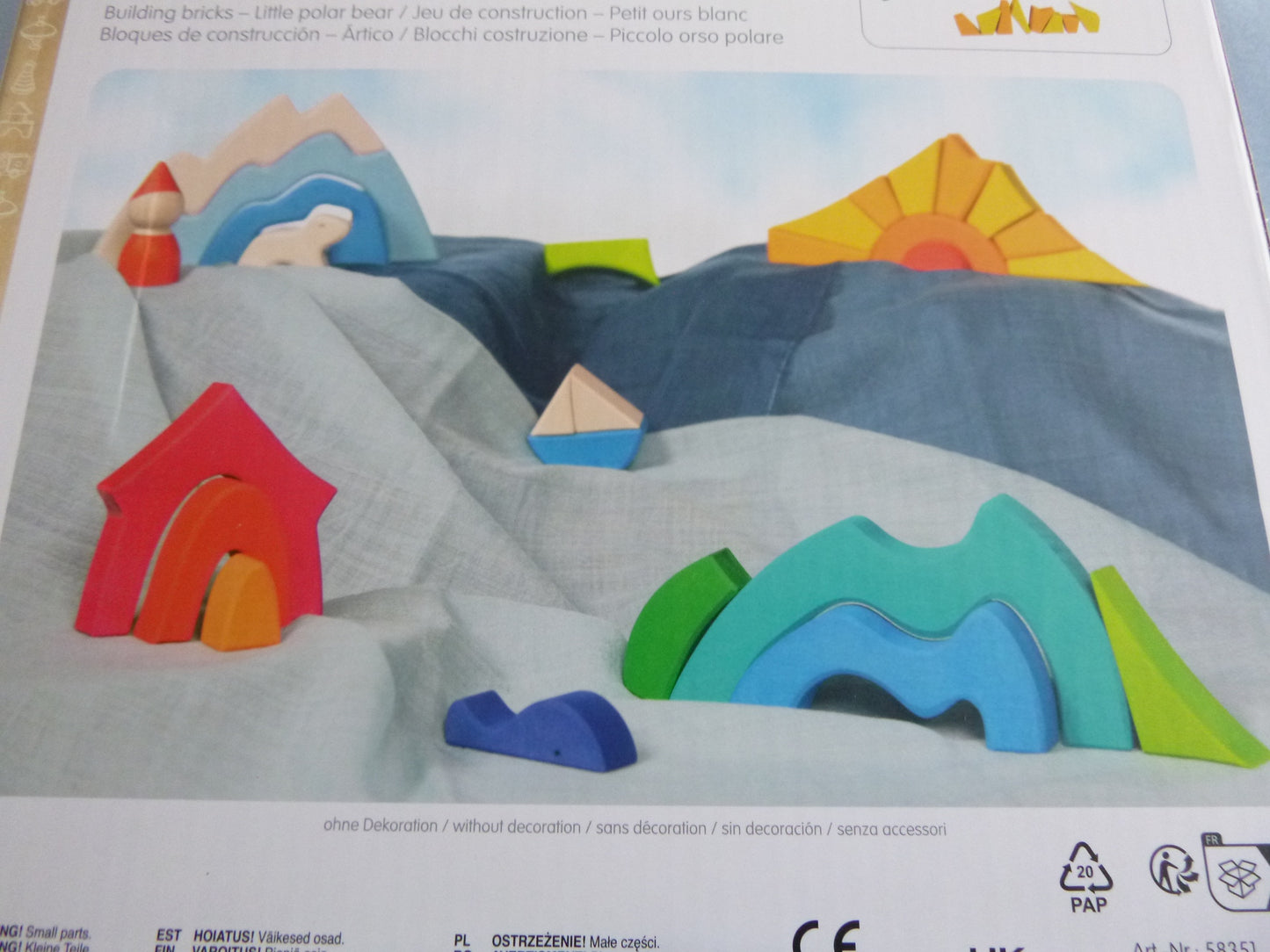 Goki Evolution - Bausteine kleiner Eisbär - Bio Bauklötze für Kinder