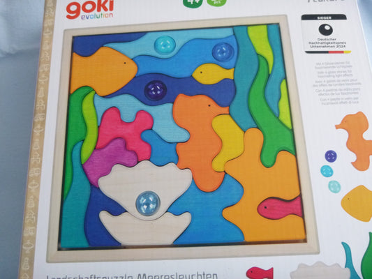 Goki Evolution Landschaftspuzzle Meeresleuchten, Holz, 30 Teile