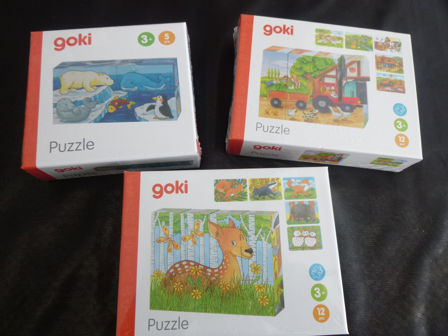 Würfelpuzzle mit 12 oder 9 Würfel, Bauernhof, Märchen, Lustige Tiere, Afrika